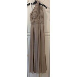 Azazie Bridesmaid Charlize Taupe Chiffon Sz A12 One Shoulder Gown